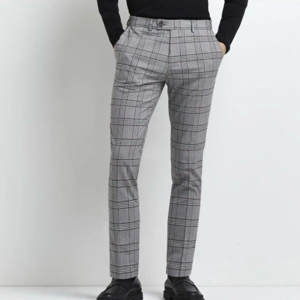 River Island Houndstooth Plaid Trousers